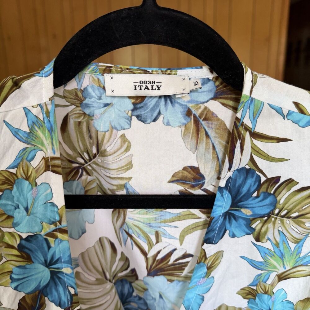 0039 Italy 100%Cotton Shirt XS Tropical Opulence Old Money Resort Coastal Luxury - Picture 3 of 12